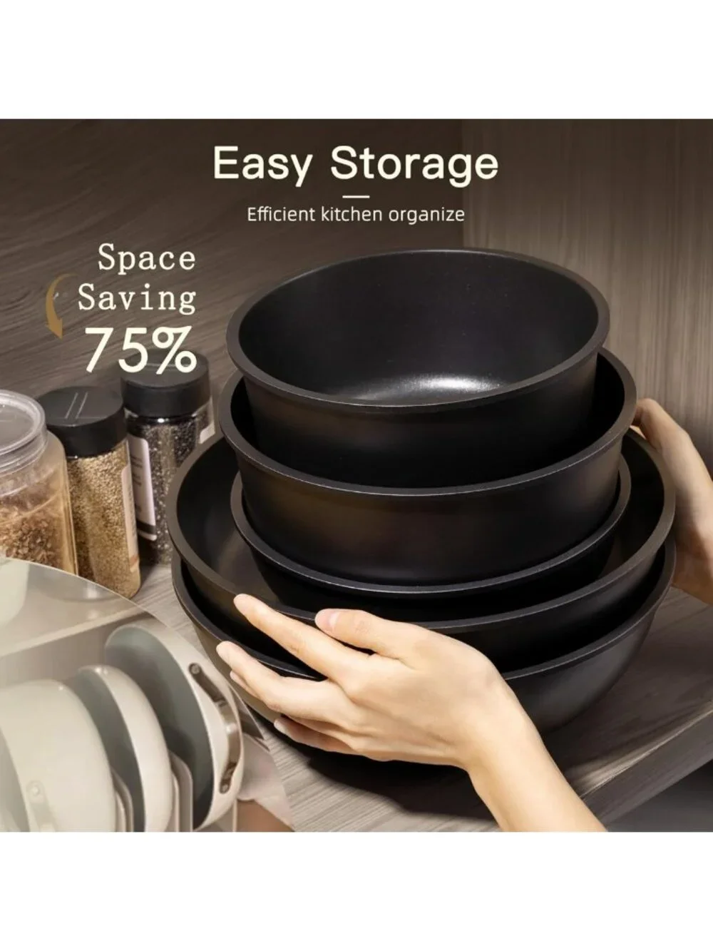 21-Piece Non-Stick Ceramic Cookware Set, Detachable Handle, Oven Safe, Induction